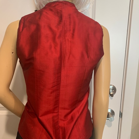 STUNNING RED SILK ASIAN TOP-_Small - Picture 2 of 6